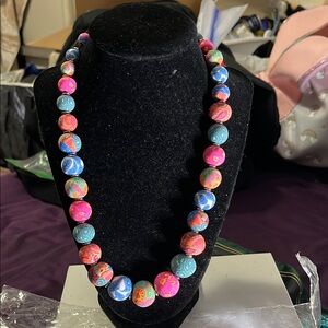 Playful Pink and Blue Beaded Necklace